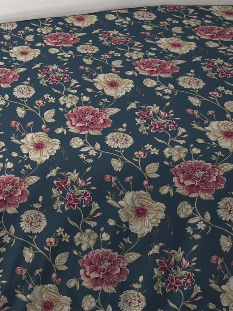 Housse de couette  Flore + taie(s) coton 57 fils   Bleu