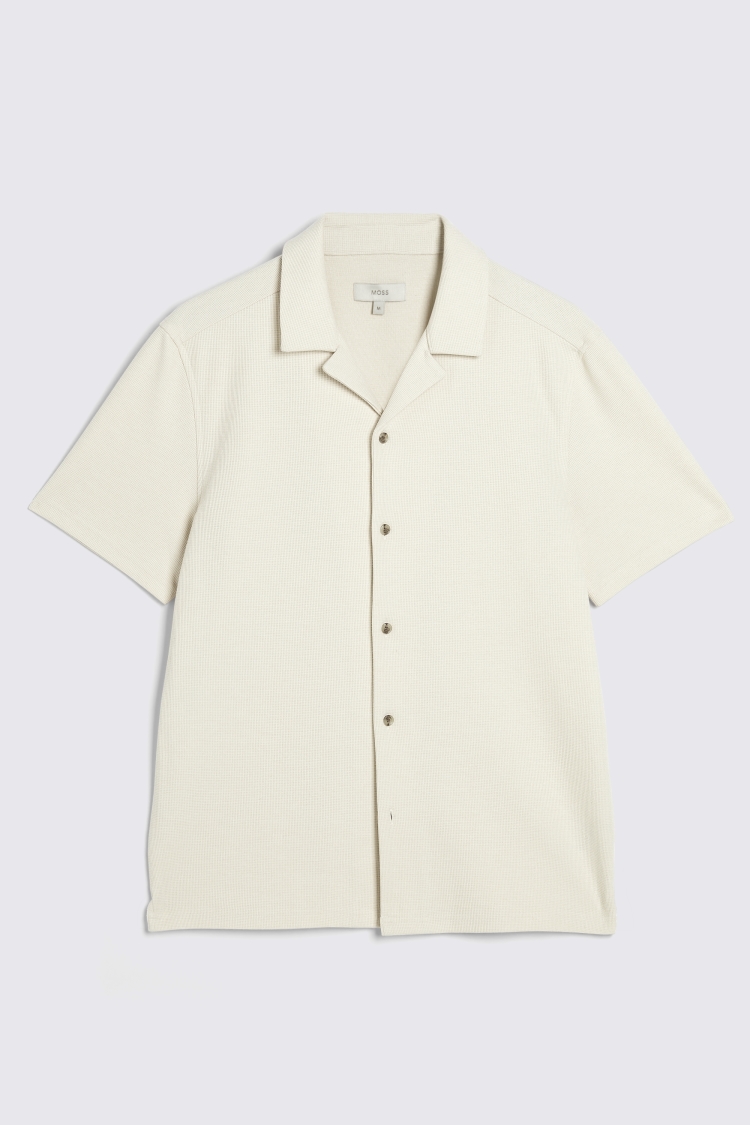 Ecru Knitted Cuban Collar Shirt   Buy Online at Moss