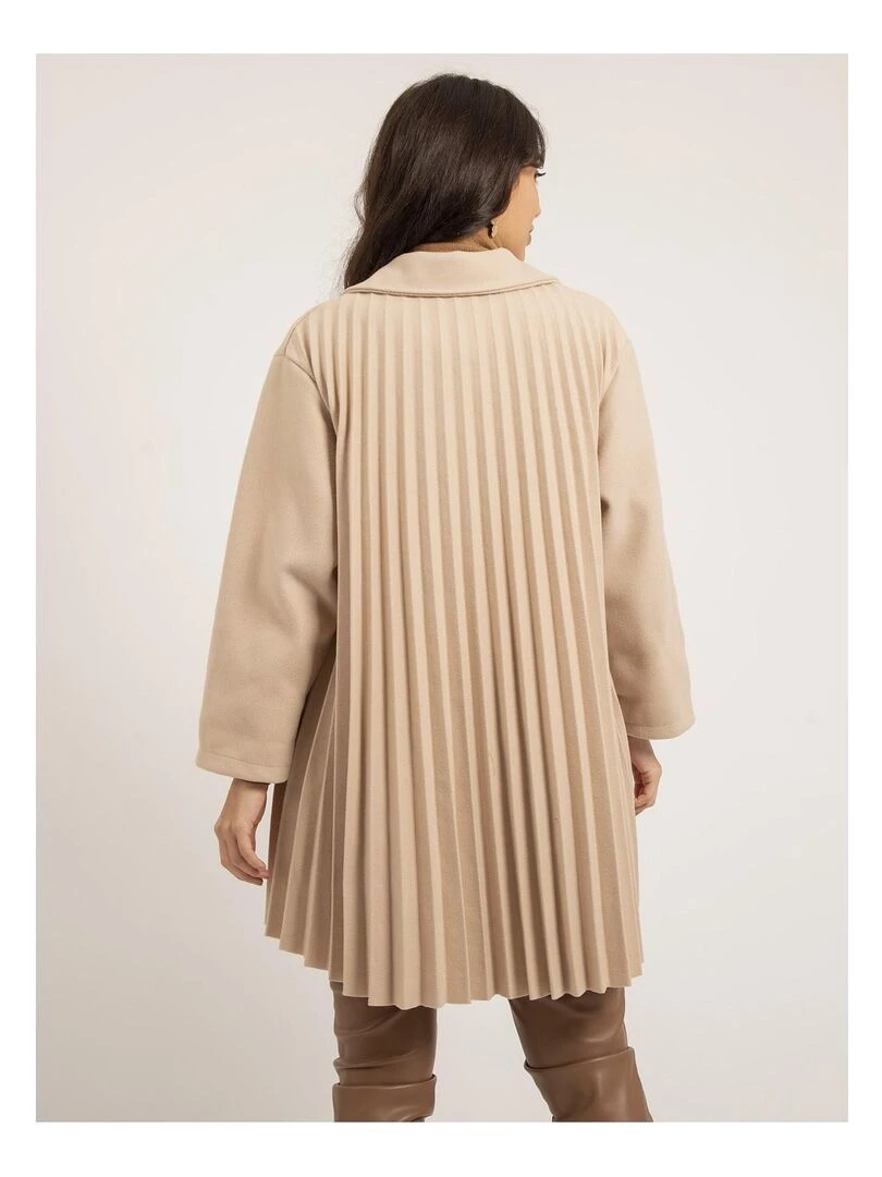 Manteau mi long plissé ULBAD Beige