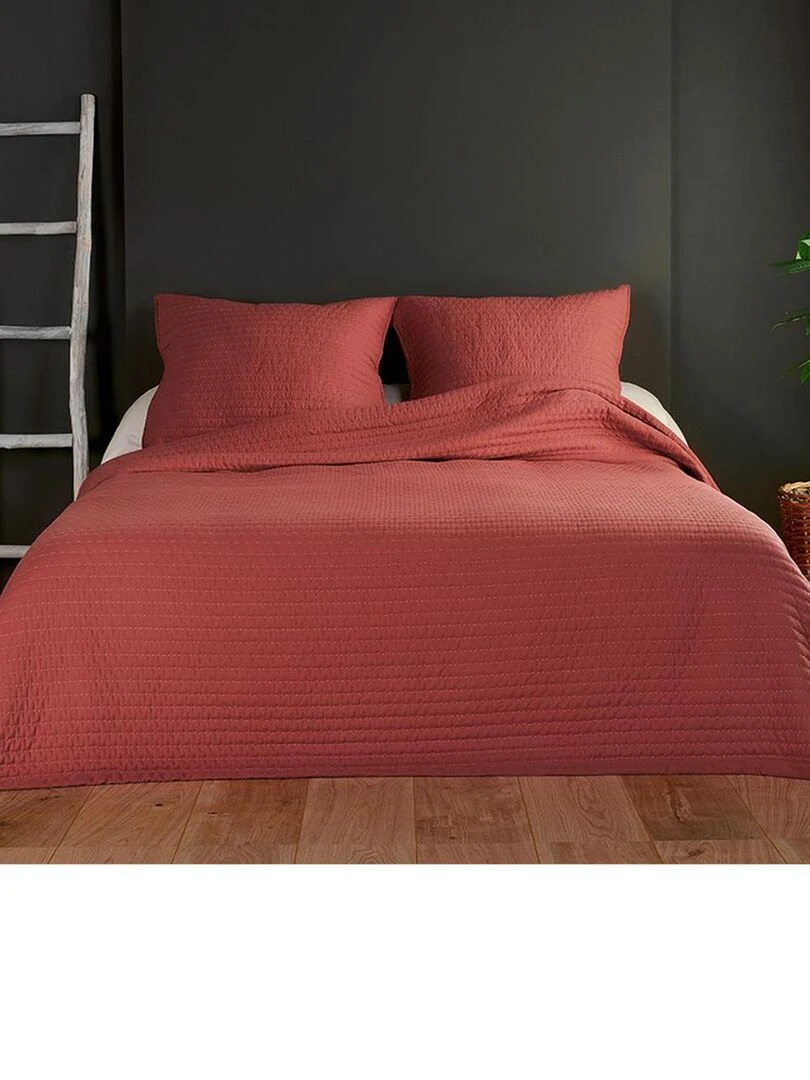 Couvre lit et taie matelassés Rouge brique