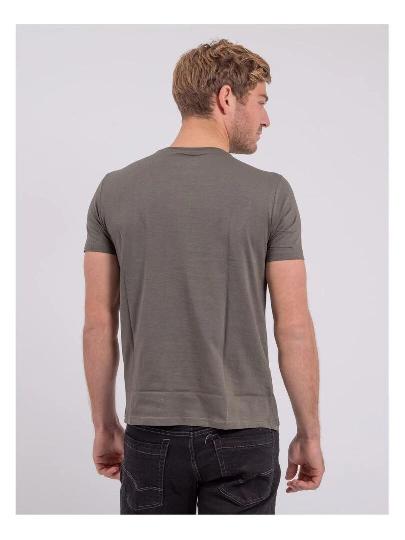 T shirt manches courtes col rond pur coton NOCTAVIO Kaki