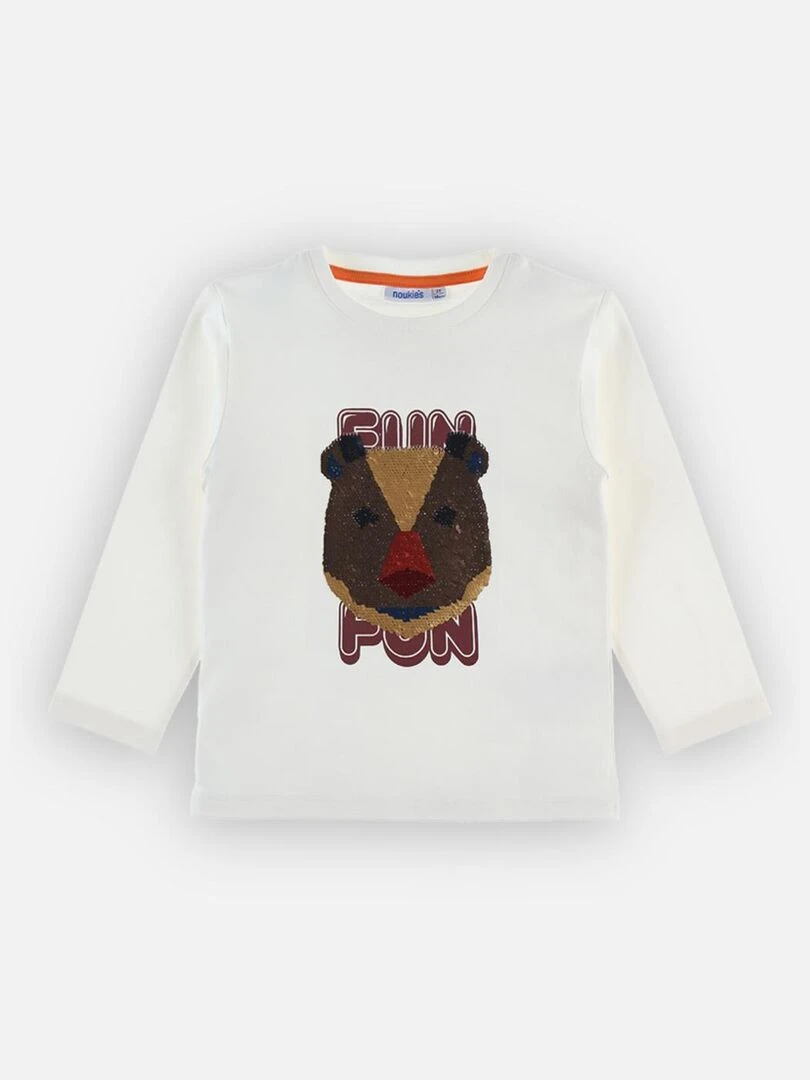 T shirt en coton BIO avec sequins    Noukie's   Blanc