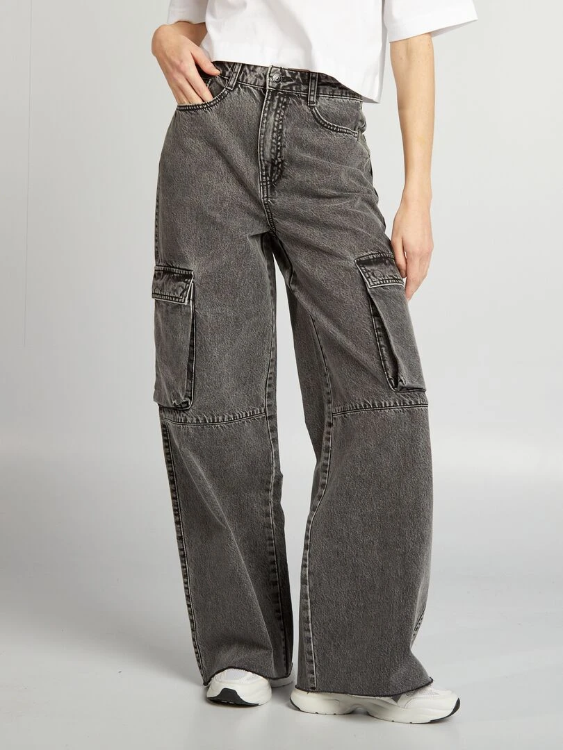 Jean multipoche wide leg Gris