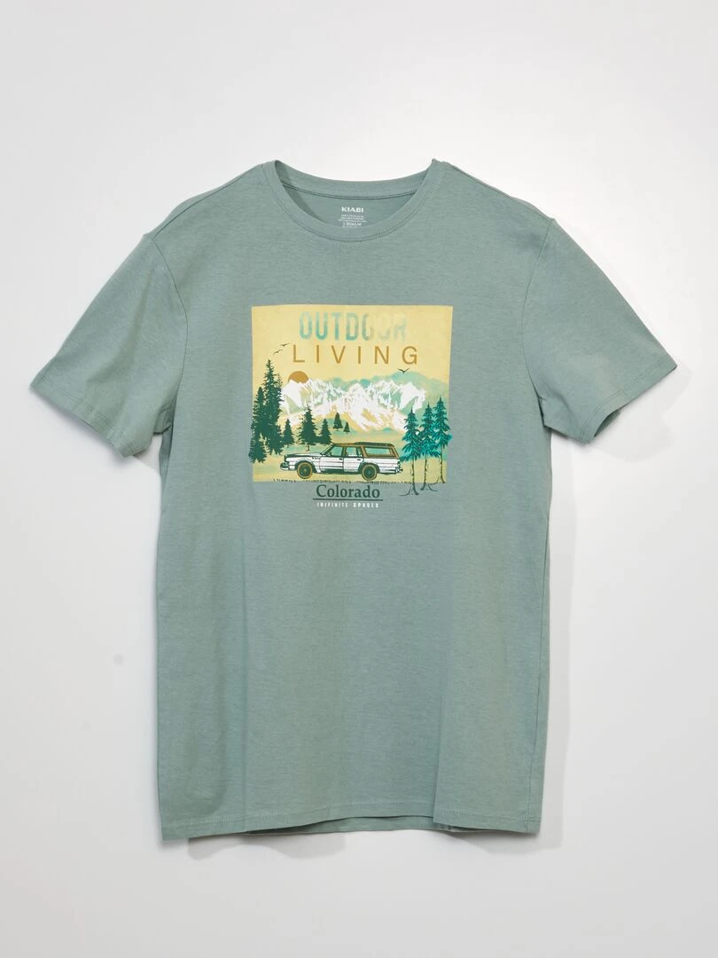 T shirt manches courtes avec imprimé Vert