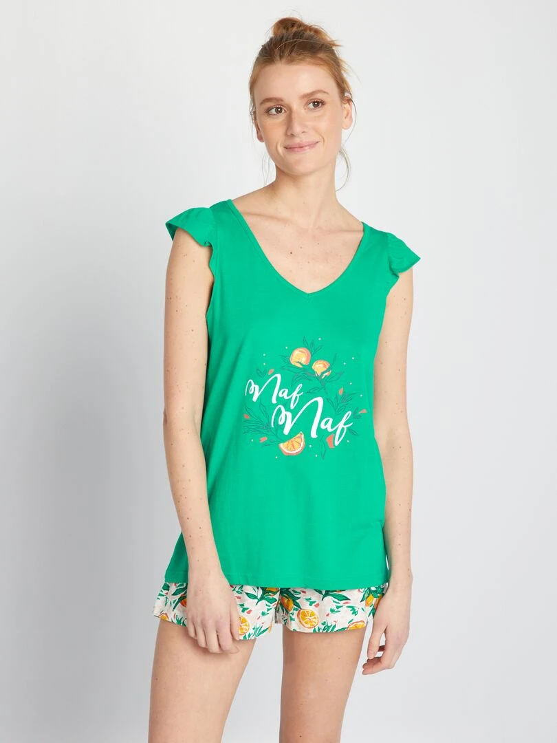 Ensemble de pyjama imprimé 'Naf naf' 2 pièces Vert