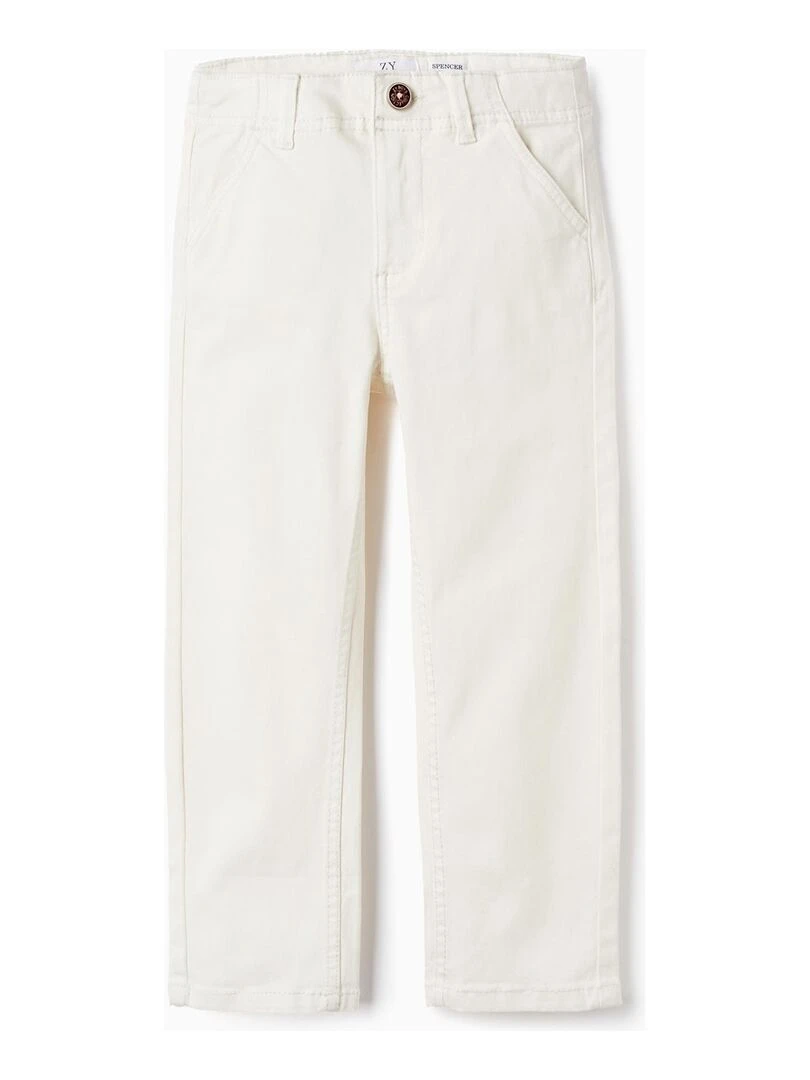 Pantalon Chino en Sergé de Coton pour Garçon 'Slim Fit' BROTHERS&SISTERS Blanc