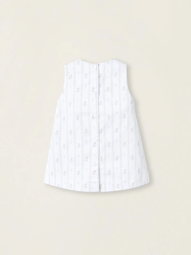 Robe À Rayures Et Fleurs Pour Nouveau Née manches courtes ATLANTIC COMPANY Blanc