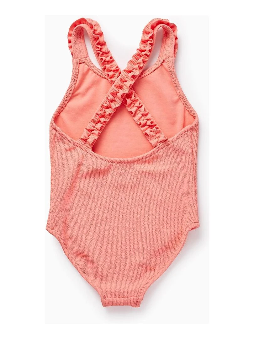 Maillot de Bain à Volants pour Bébé Fille Orange corail