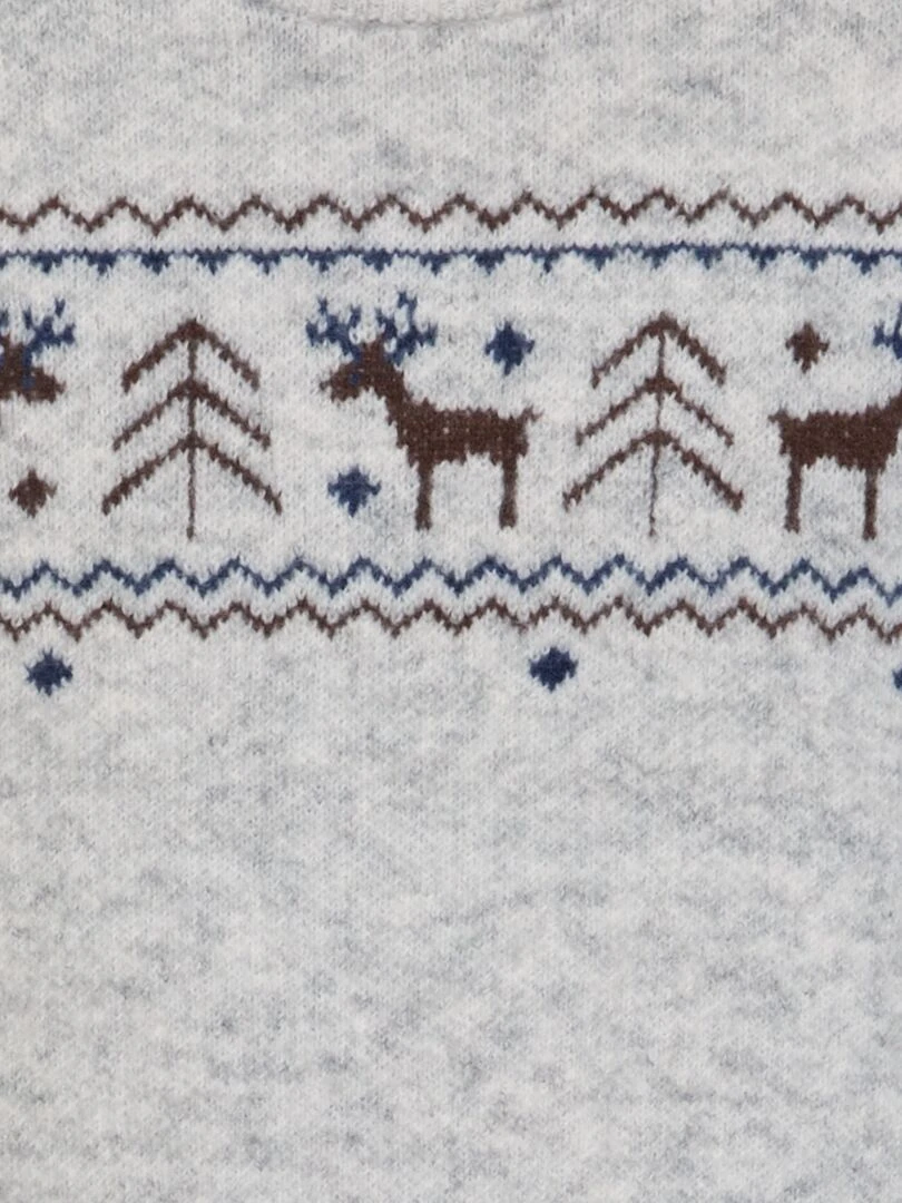 Pull en maille chinée avec imprimé Gris