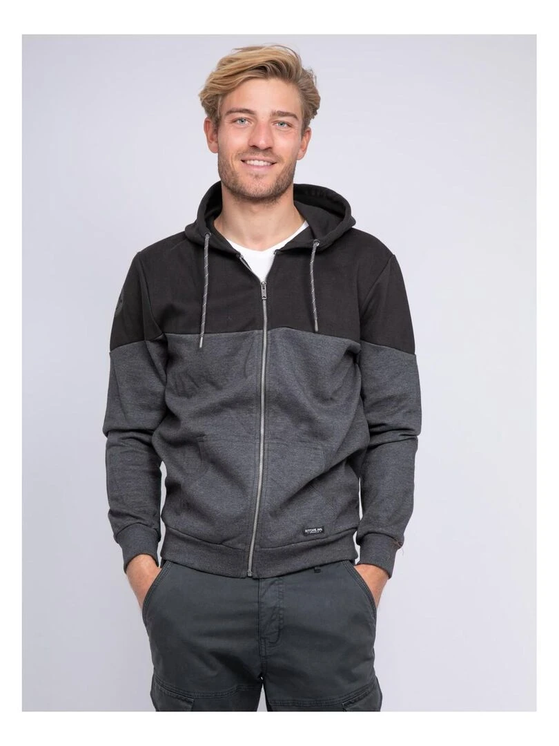 Sweat zippé capuche WICKER Noir