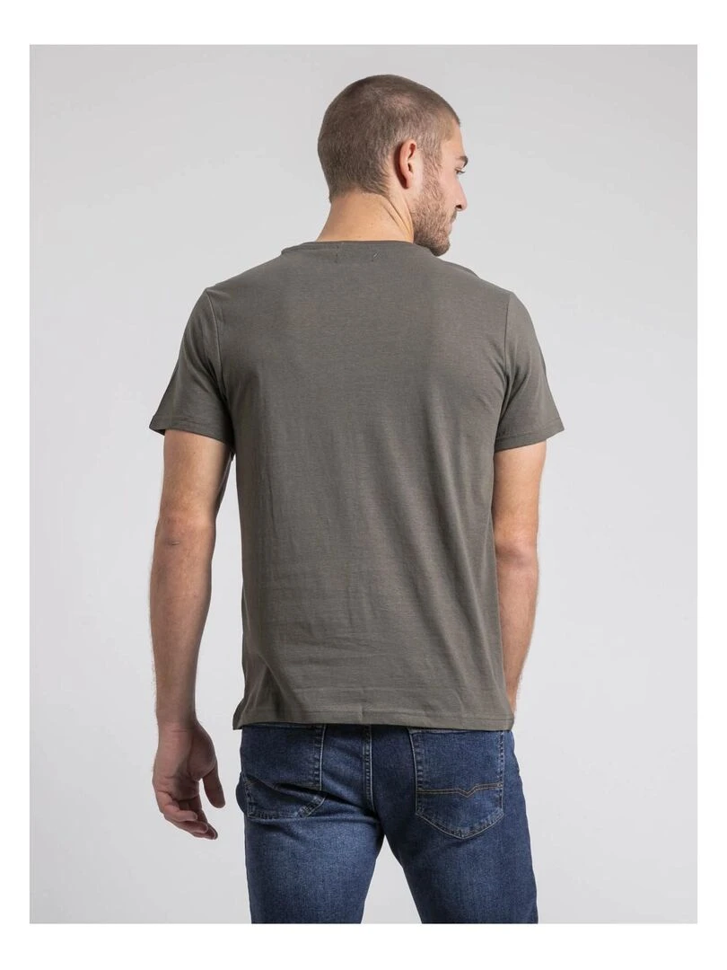 T shirt col rond pur coton JIROBIN Kaki