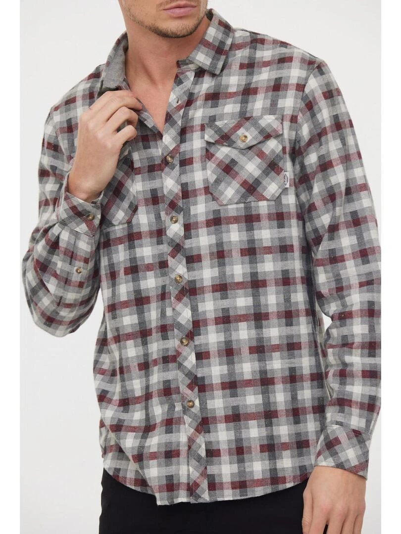 Lee Cooper   Chemise manches longues coton regular DORBET   Rouge foncé