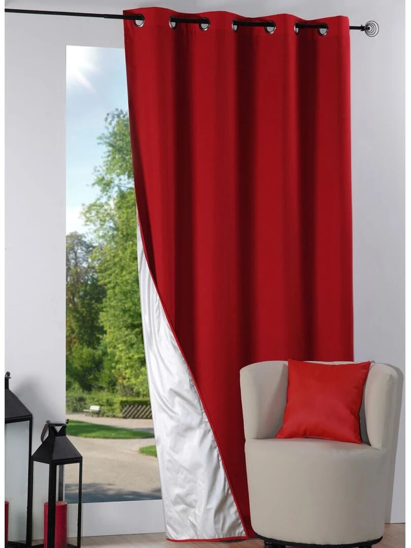Rideau isolant à oeillets doublé Rouge
