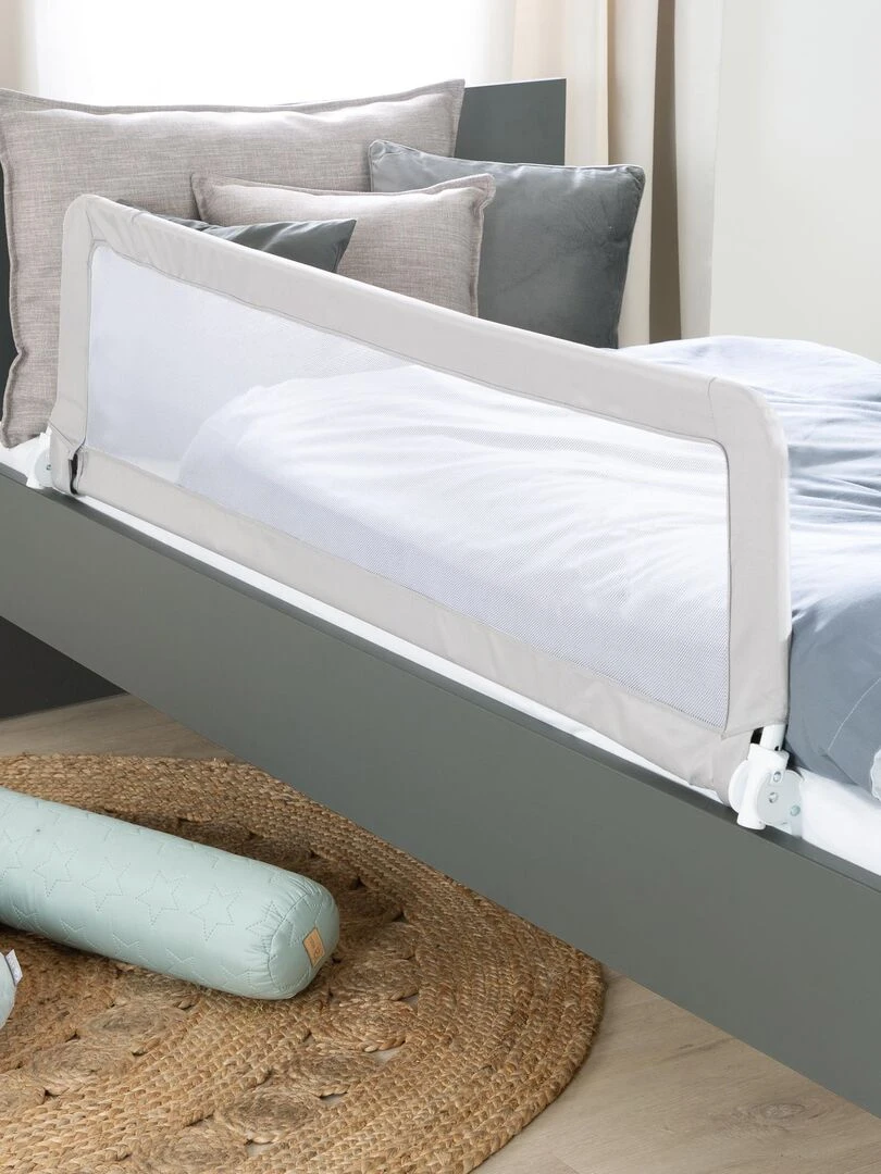 ROBA Barrière de Lit Bébé et Enfant "Klipp Klapp" 135 cm Antichute et Rabattable Gris Gris Blanc