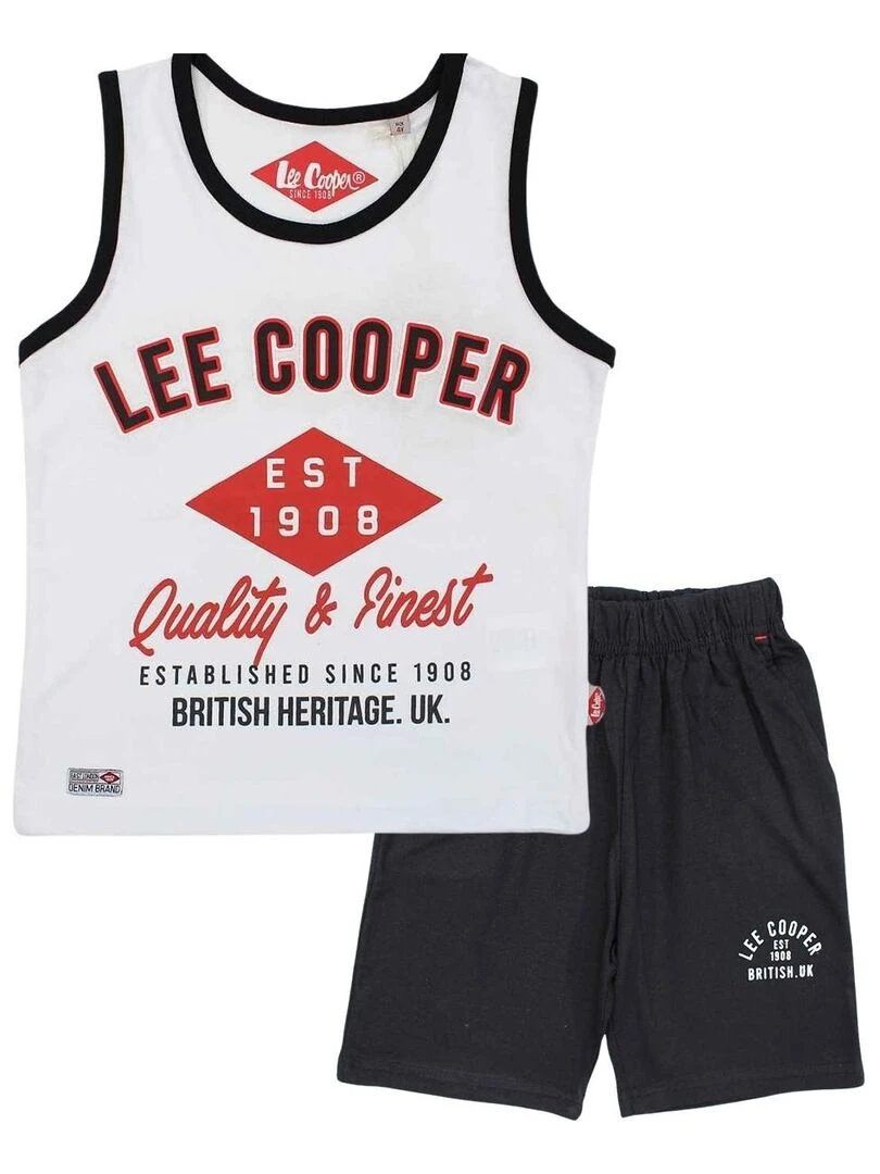 Lee Cooper Ensemble T shirt bermuda garçon Imprimé Logo Blanc