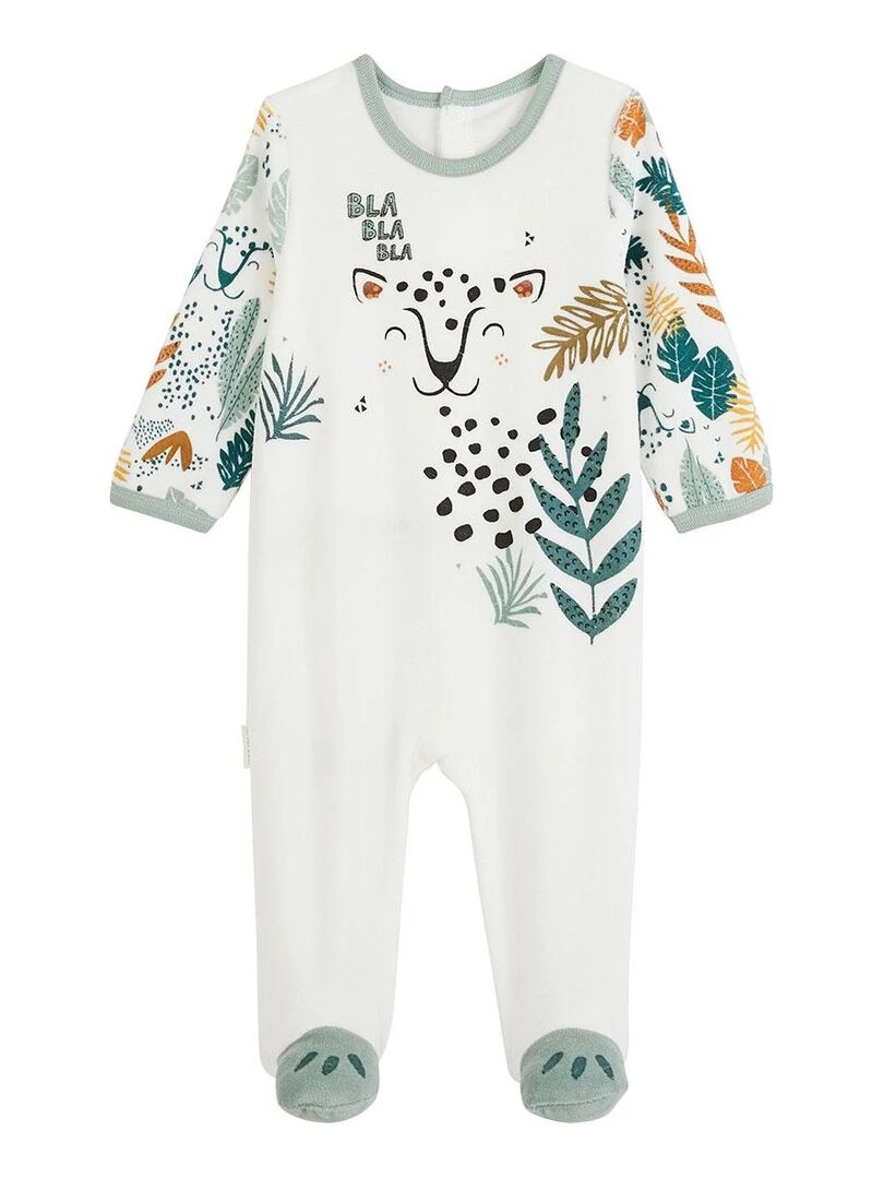 Pyjama bébé en velours Petit Bavard Ecru