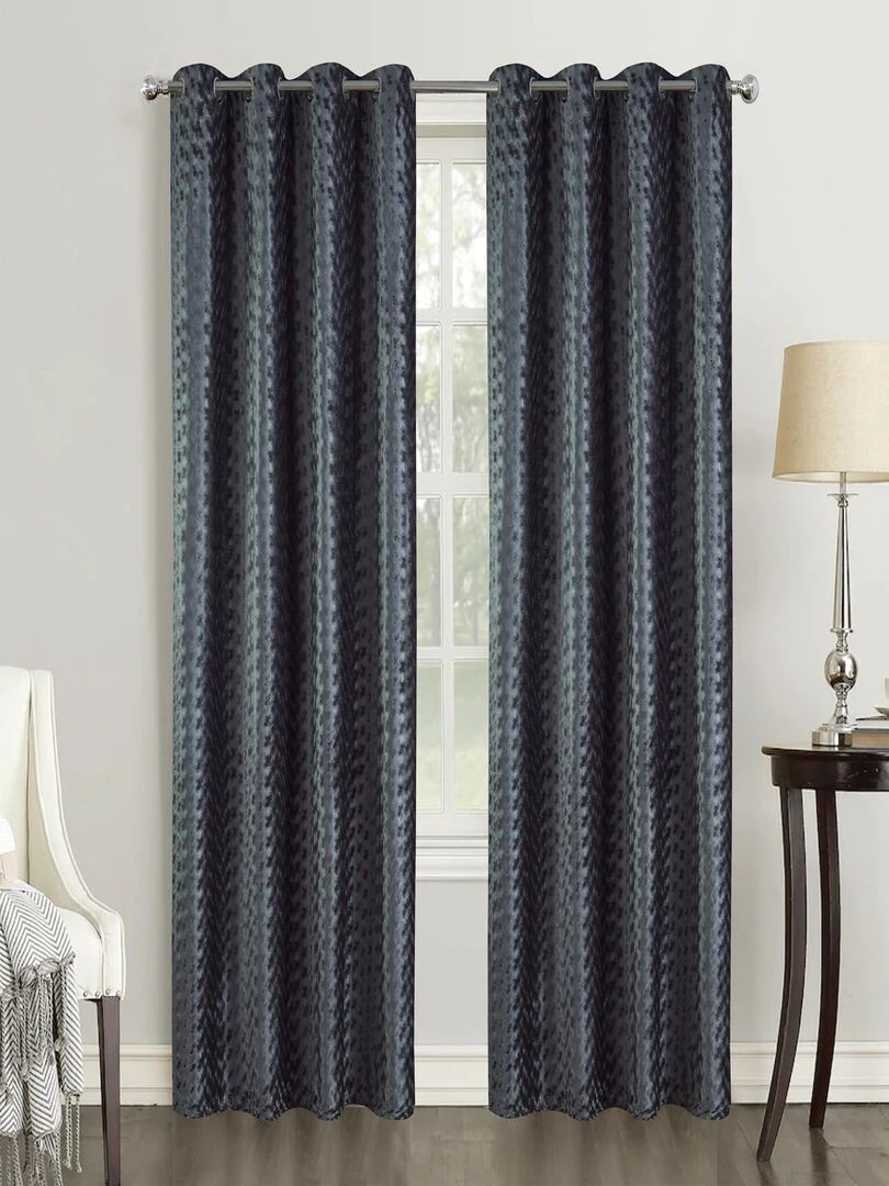 Paire de rideaux obscurcissants Effet velours Gris