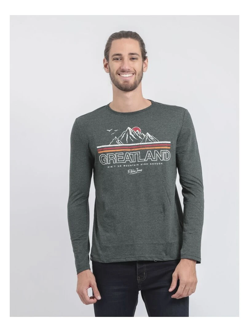 T shirt manches longues col rond JORIMUX Vert foncé