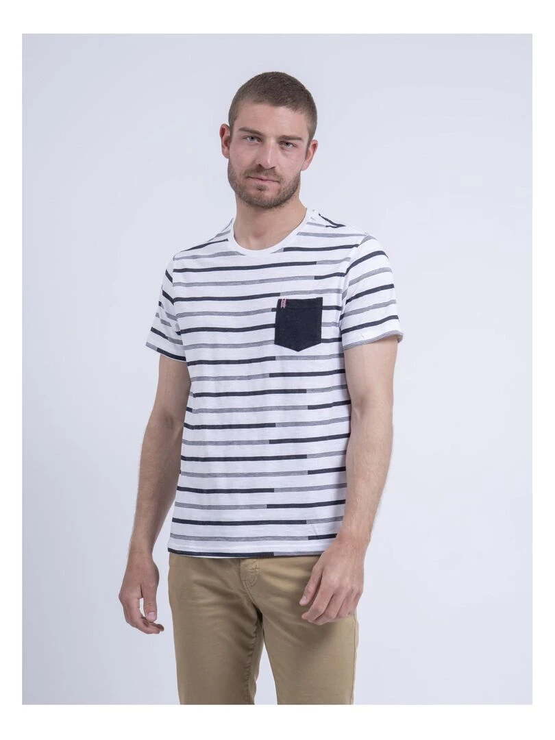 T shirt col rond rayé NIRABEL Blanc