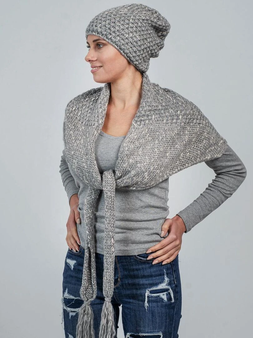 Ensemble Echarpe Bonnet Lumina Made in UE Gris