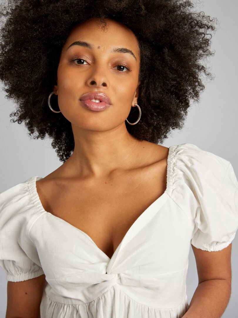 Blouse grossesse en lin   blanc