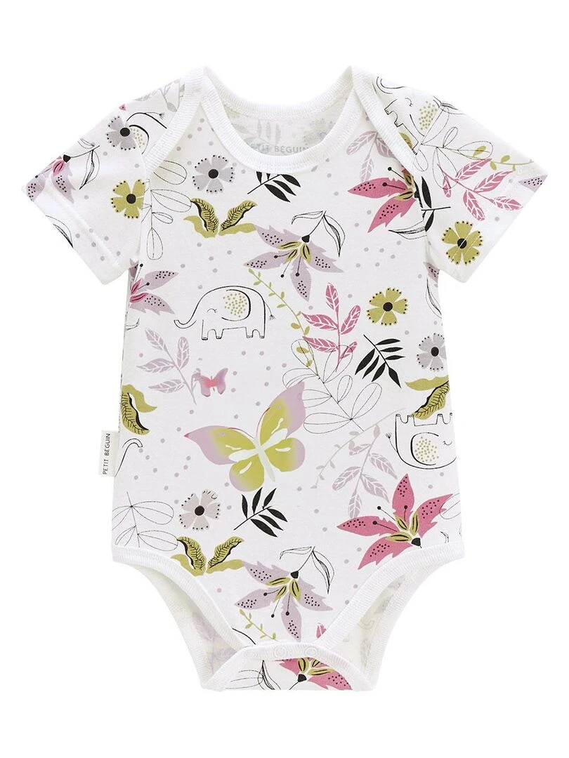 Lot de 2 bodies bébé manches courtes Singapour Ecru