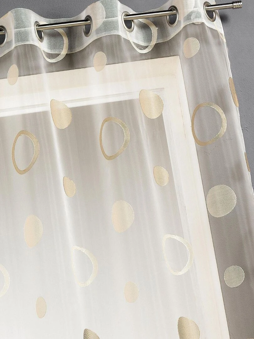Voilage organza jacquard aux motifs cercles Beige