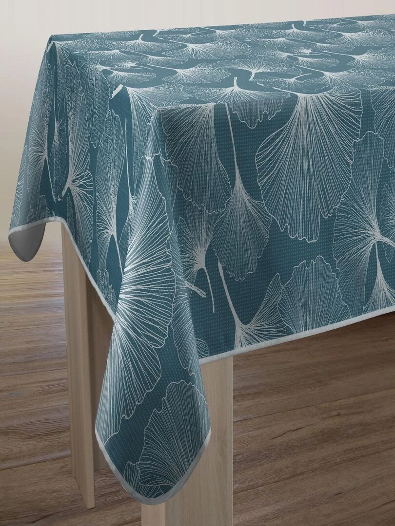 Nappe Anti taches Biloba bleu Ronde 160 cm Bleu Blanc