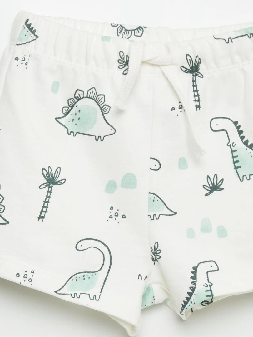 Ensemble t shirt + short en french terry   2 pièces   Blanc