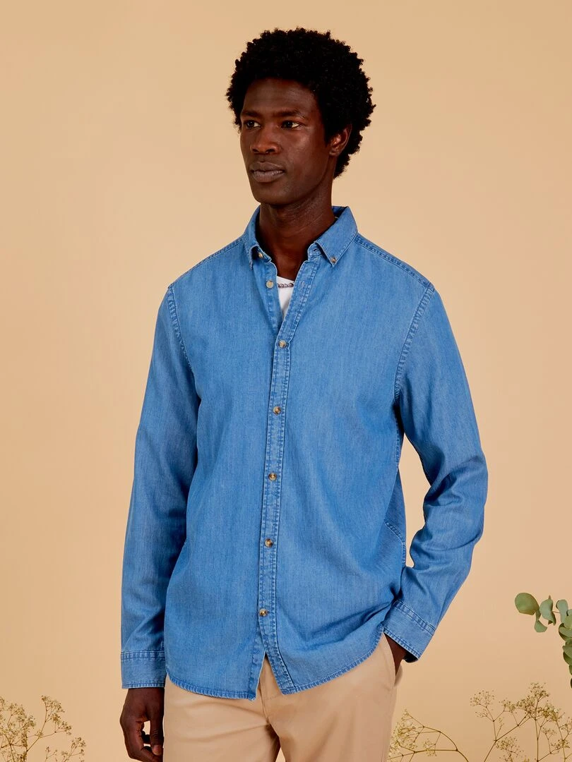 Chemise en denim toucher doux Bleu