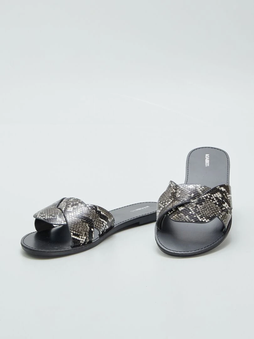 Mules à imprimé léopard   Noir