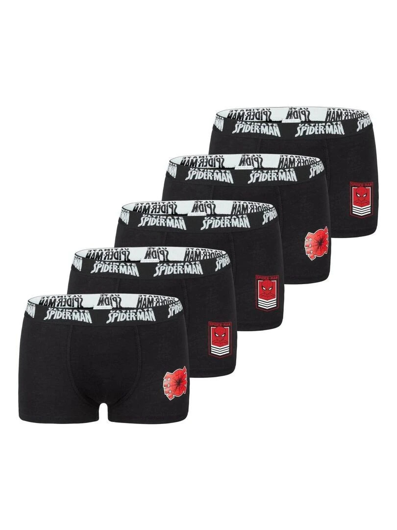 Lot de 5 Boxers garçon petite taille Spiderman Ultimate Spiderman Noir