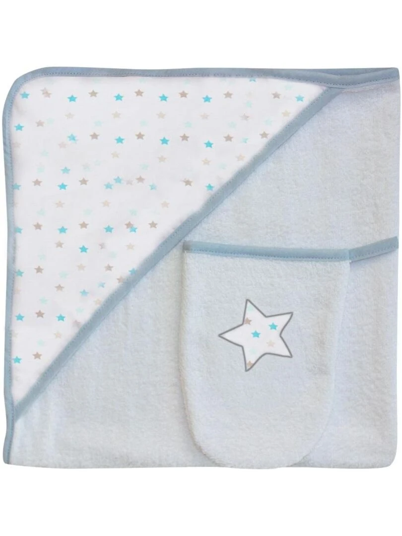 Sortie de bain + Gant "ETOILE "BLEU" LES CHATOUNETS Bleu