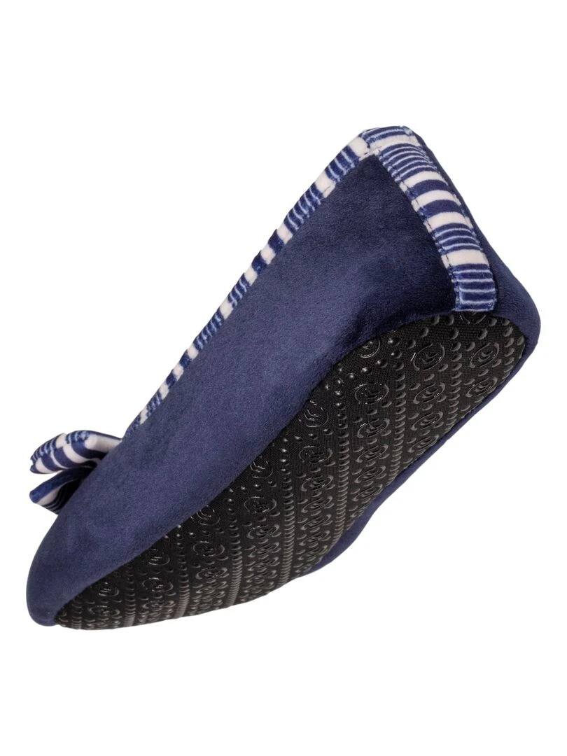 Chaussons ballerines Femme Marine Nœud rayé   Bleu marine