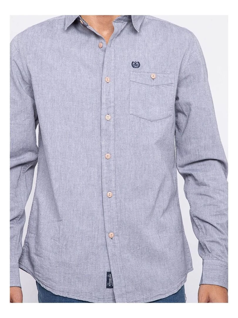 Chemise manches longues pur coton TOPAZE   Gris