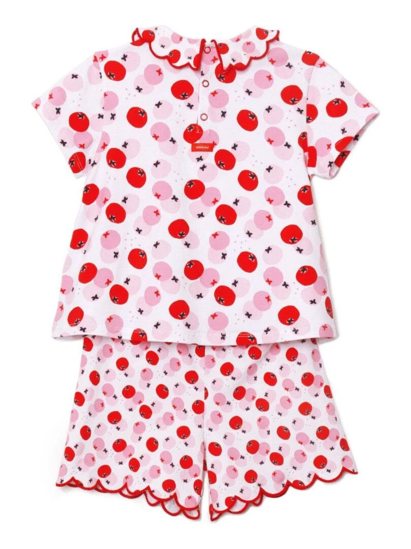 Pyjashort imprimé pommes 12 ans 95% Coton / 5% Elasthanne Rose Rose