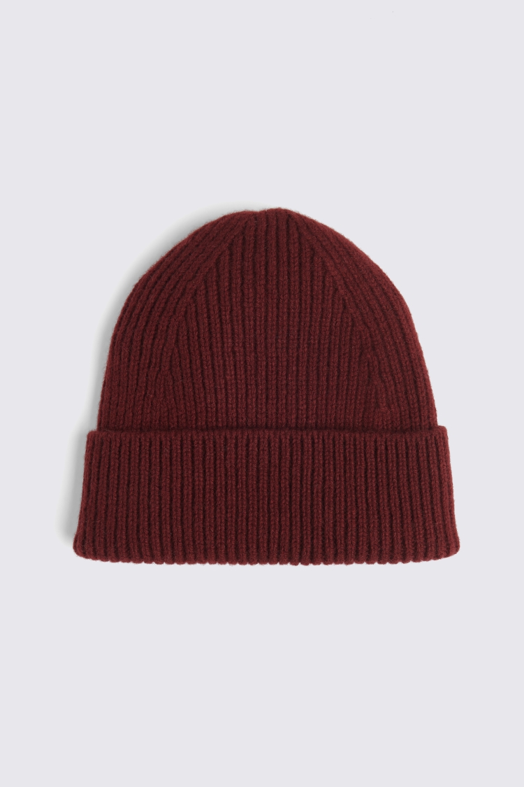 Wine Cashmere Blend Ribbed Beanie Buy Online at Moss