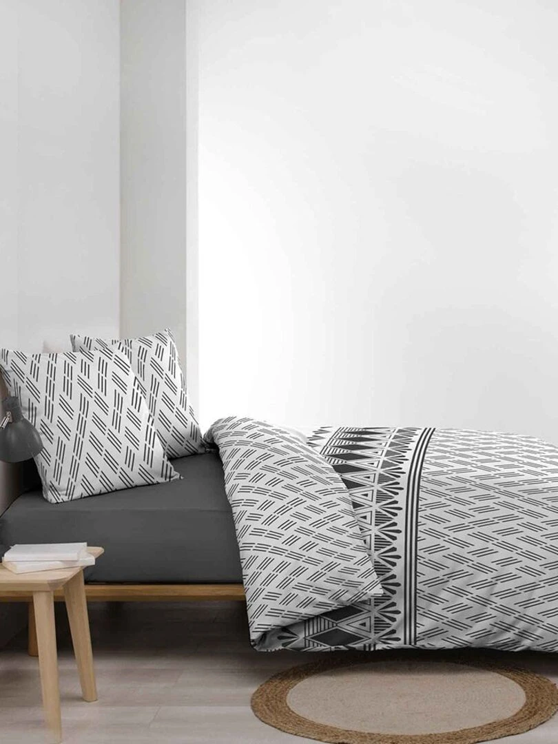 Housse de couette 260x240 + 2 taies Arcadia coton 52 fils   Blanc