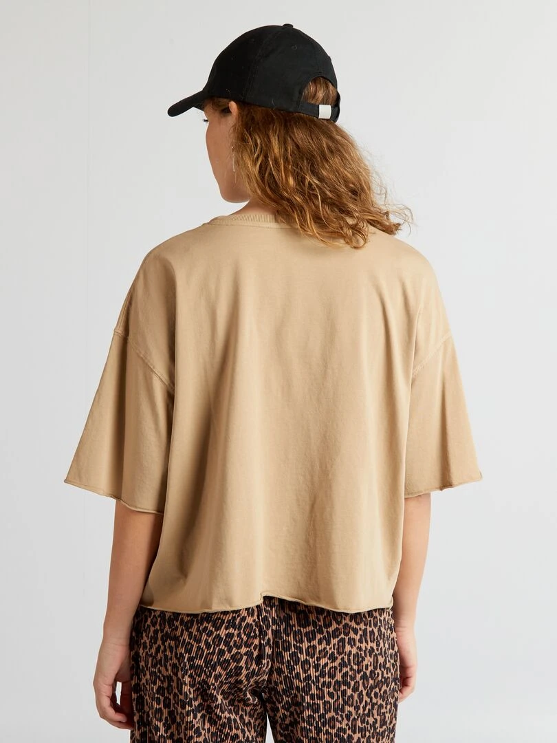 T shirt en coton avec emmanchures descendues   Marron