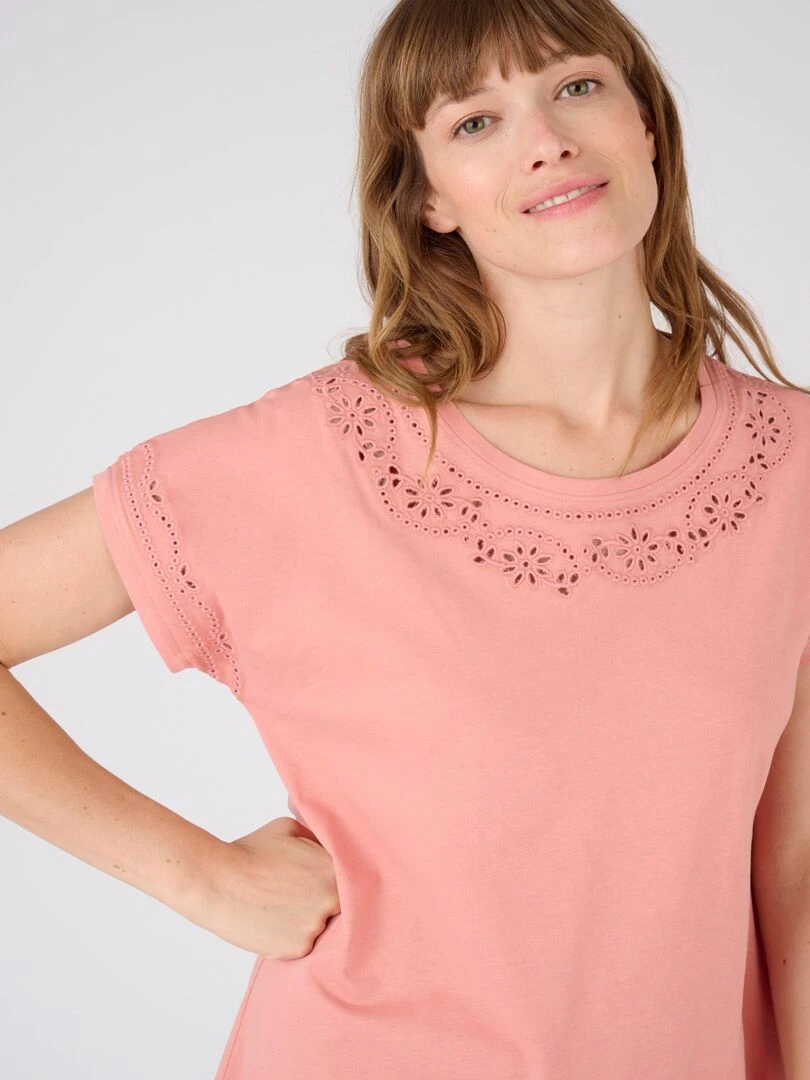Chemise de nuit pur coton biologique* Damart Rose