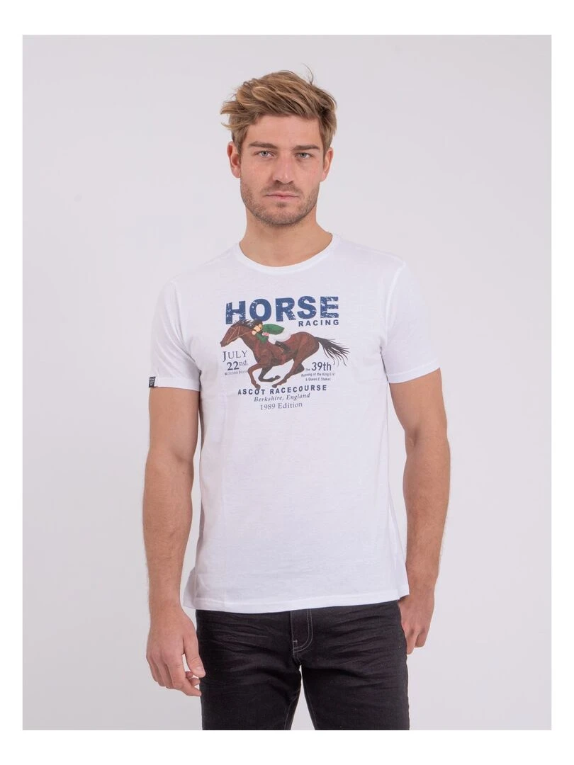 T shirt col rond pur coton NEDER Blanc
