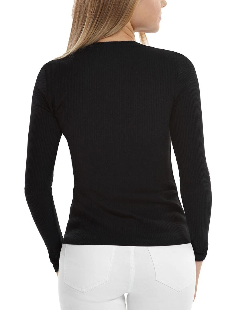 Top manches longues encolure réglable Kenza   Noir