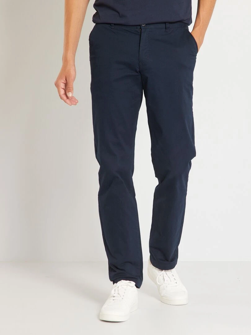 Pantalon chino en coton stretch L34   bleu marine