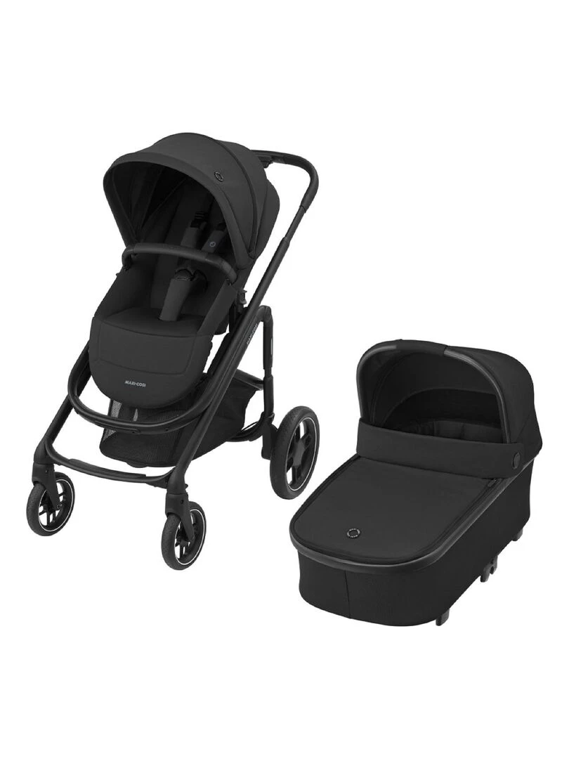 MAXI COSI poussette Duo combinée Plaza Plus 0 à 4 ans (22kg) Nacelle incluse Essential Black Noir