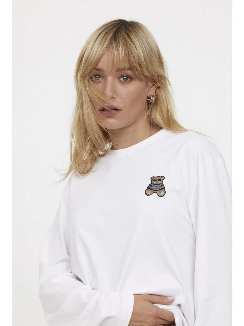 Lee Cooper   T Shirt manches longues coton regular AMOURS   Blanc