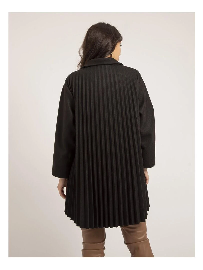 Manteau mi long plissé ULBAD Noir