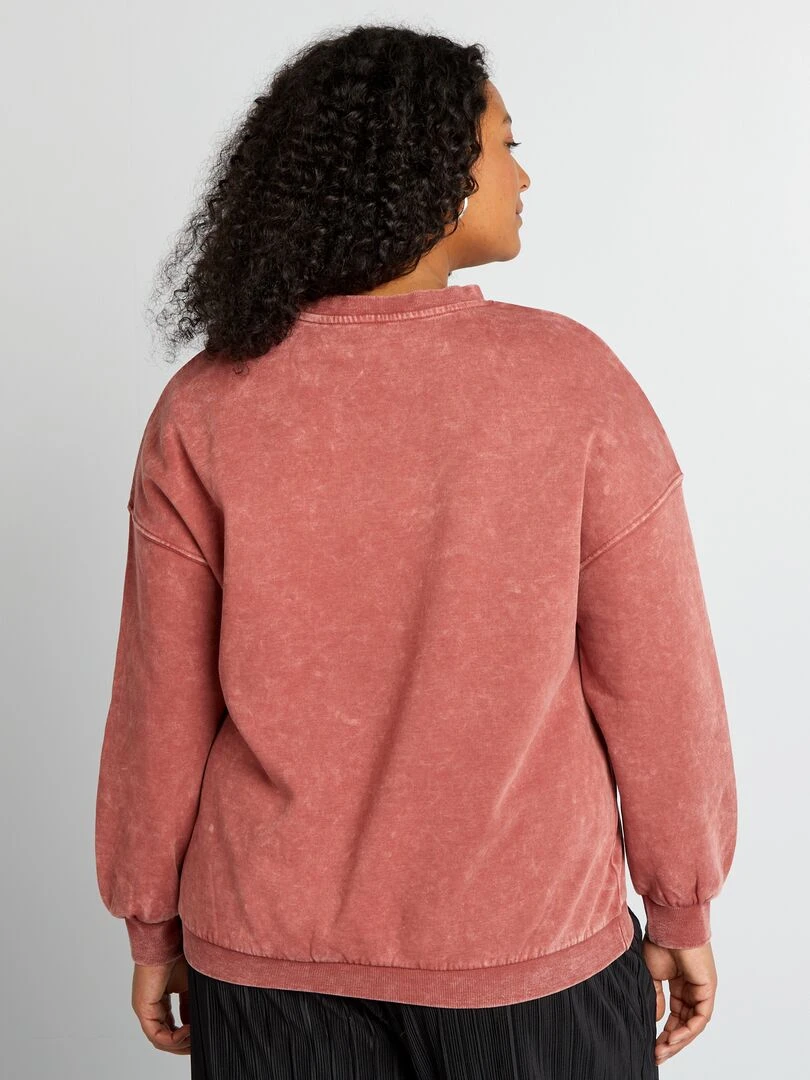 Sweat oversize effet délavé   Rouge