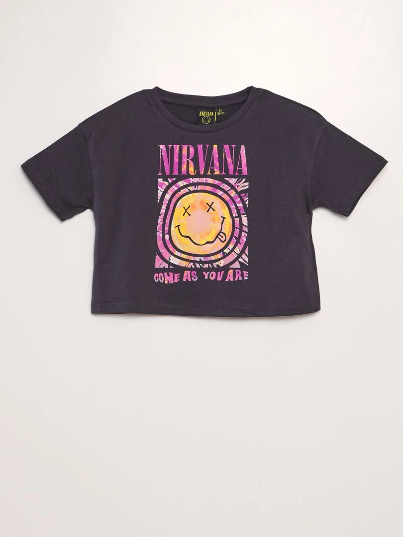 T shirt 'Nirvana' crop top Noir