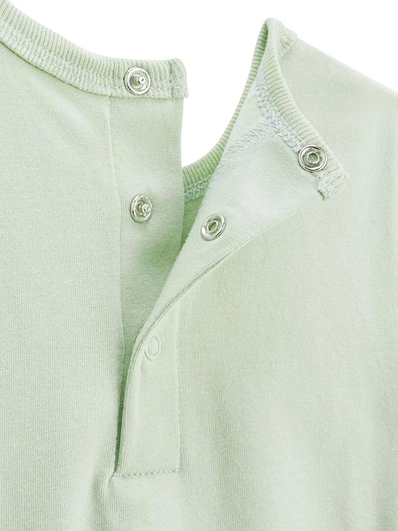 Ensemble salopette bébé en gaze de coton et t shirt Petit Paradis   Vert