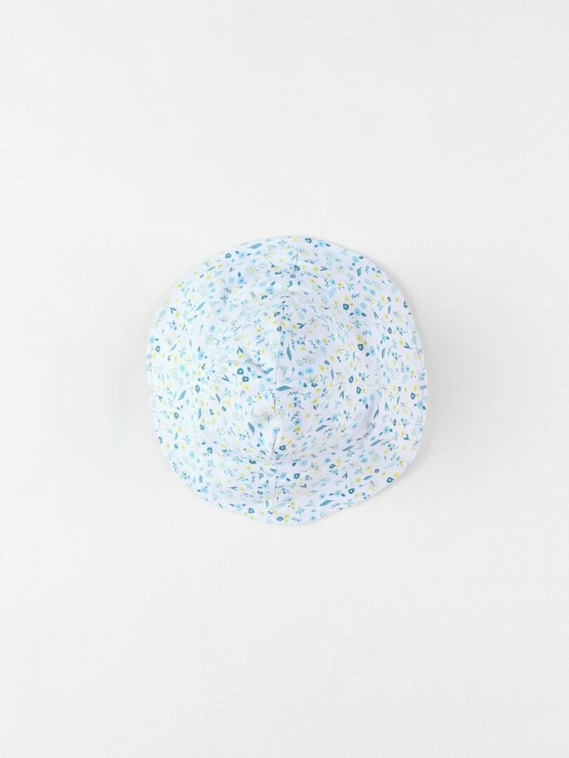 Chapeau réversible à imprimés fleuri bleu/jaune Archimède Rose